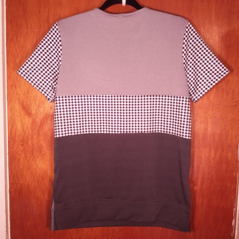 No Name Ring Zipper Soft Polka Dot Grey Shirt T-Shirt Gray Charcoal Black White - Picture 4 of 8